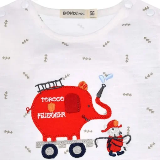 BONDI Baby Kleinkinder T-Shirt "Feuerwehr" 93681 - Weiß | Kurzarmshirt