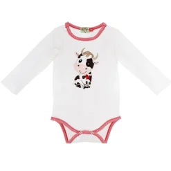 BONDI Baby Langarm Body "Kuh" 93773 | Offwhite Weiß