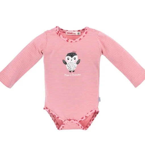 BONDI Baby Langarmbody "Mom's Princess" geringelt 86514 | Rosa