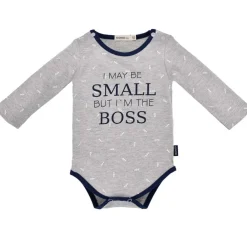 BONDI Baby Langarmbody "Small Boss" 93682 - Grau/Navy | Unterziehbody Babybody
