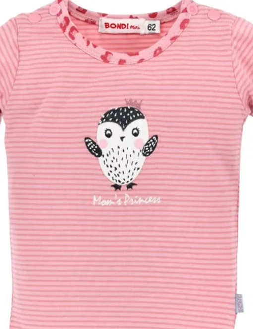 BONDI Baby Langarmbody "Mom's Princess" geringelt 86514 | Rosa
