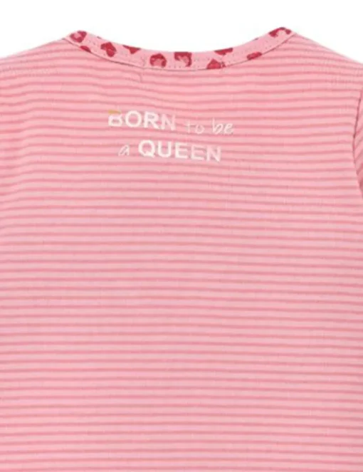 BONDI Baby Langarmbody "Mom's Princess" geringelt 86514 | Rosa