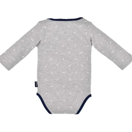 BONDI Baby Langarmbody "Small Boss" 93682 - Grau/Navy | Unterziehbody Babybody