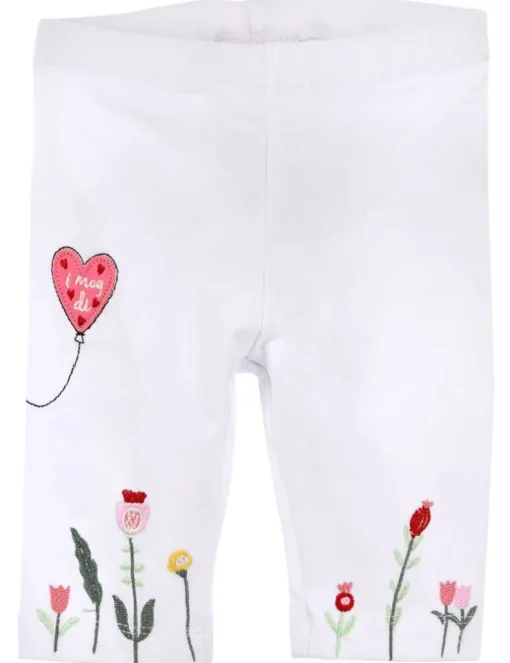 BONDI Baby Mädchen Capri Hose Leggings "Blümchen" 86767 | Weiß