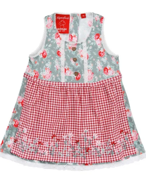 BONDI Baby Mädchen Dirndl "Blumenallover" 86846 | Grün Rot