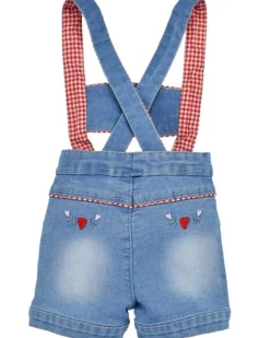 BONDI Baby Mädchen Jeans Latzshort "Prinzessin" 86856 | Blue denim