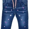 BONDI Baby Mädchen Jeans "Blümchen" 86645 | Blue denim