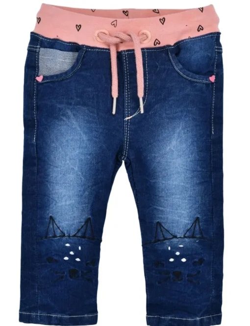 BONDI Baby Mädchen Jeans "Katze" 86656 | Blue denim