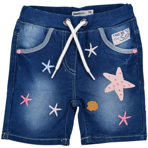 BONDI Baby Mädchen Jeansshort Bermuda "Marine Life" 86698 | Blue denim