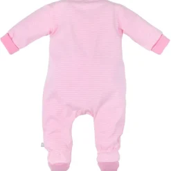 BONDI Baby Overall "Häschen" geringelt 93637 | Rosa / Weiß