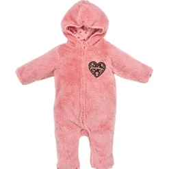 BONDI Baby Puscheloverall "Herzilein" aus Teddyfell 86685 | Soft Rose