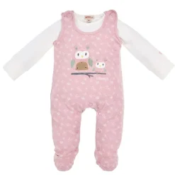 BONDI Baby Strampelanzug "Eulenfamilie" 2-tlg. 93735 | Rosewood Rosa