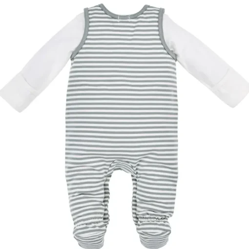 BONDI Baby Strampelanzug "Bauernhof" 2-tlg. 93775 | Stripe Salbei/Offwhite