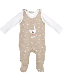 BONDI Baby Strampler "Gänschen" 93959 | gans allover Beige - Babystrampelanzug