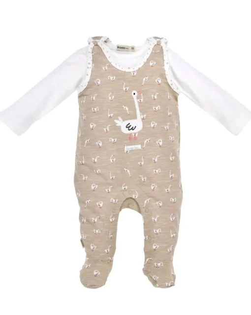 BONDI Baby Strampler "Gänschen" 93959 | gans allover Beige - Babystrampelanzug