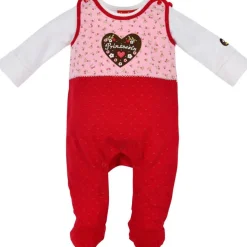 BONDI Baby Strampler "Prinzessin" mit Herz 86557 | Mädchen Overall 2-tlg. Rosa Rot