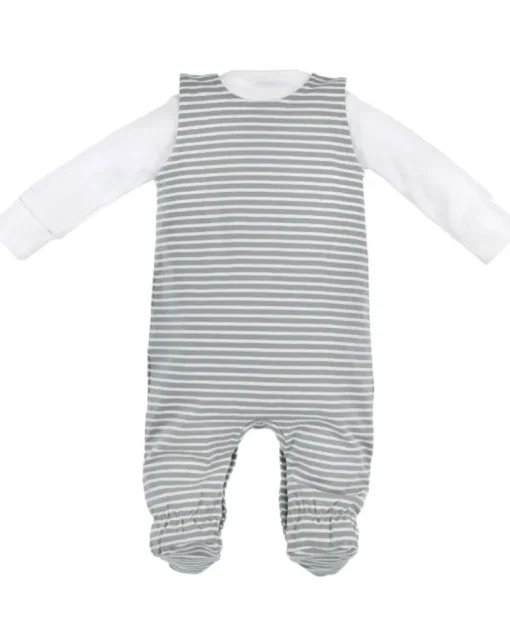 BONDI Baby Strampler "Löwe" 93971 | stripe khaki white - Babystrampelanzug