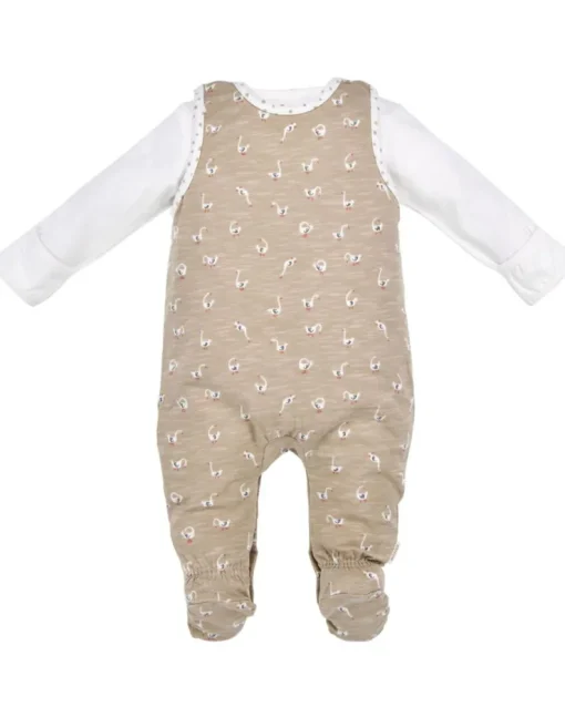 BONDI Baby Strampler "Gänschen" 93959 | gans allover Beige - Babystrampelanzug