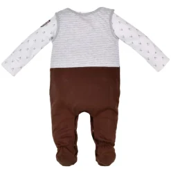 BONDI Baby Strampler "Lausbub" im Lederhosenstyle 91526 - Braun / Grau | Babyset