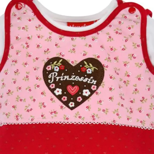BONDI Baby Strampler "Prinzessin" mit Herz 86557 | Mädchen Overall 2-tlg. Rosa Rot