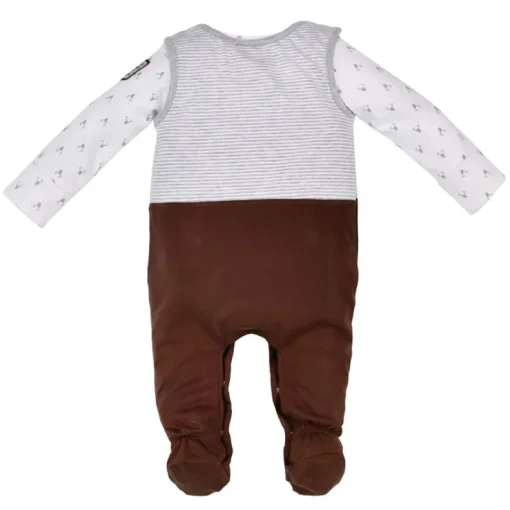 BONDI Baby Strampler "Lausbub" im Lederhosenstyle 91526 - Braun / Grau | Babyset