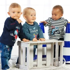BONDI Baby Strampler "Lausbub" im Lederhosenstyle 91526 - Braun / Grau | Babyset