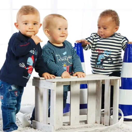 BONDI Baby Strampler "Lausbub" im Lederhosenstyle 91526 - Braun / Grau | Babyset