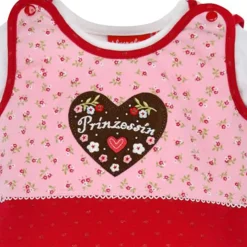 BONDI Baby Strampler "Prinzessin" mit Herz 86557 | Mädchen Overall 2-tlg. Rosa Rot