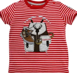 BONDI Gipfelkraxler Trachten Ringel T-Shirt "Rucksack" - Rot