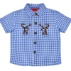 BONDI Jungen Hemd "Hirsch" 91720 | Blau Weiß kariert