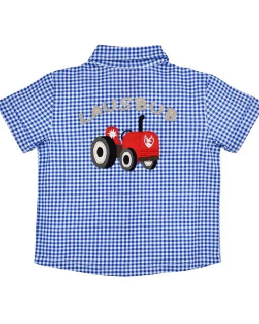 BONDI Jungen Hemd "Hirsch" 91720 | Blau Weiß kariert