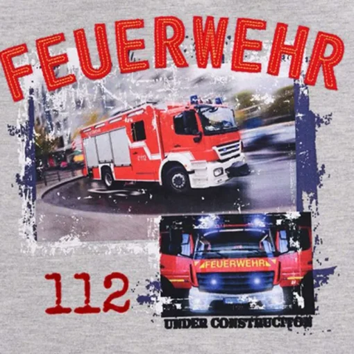 BONDI Jungen Kurzarm T-Shirt "Feuerwehr" 33148 | Grau Melange