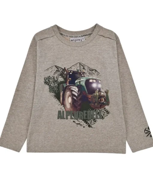 BONDI Jungen Langarmshirt "Traktor" 29990 | Brown-Melange