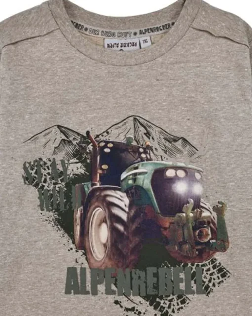 BONDI Jungen Langarmshirt "Traktor" 29990 | Brown-Melange