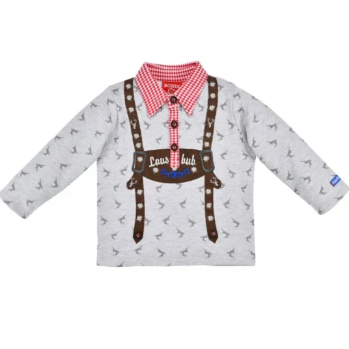 BONDI Jungen Sweatshirt "Lausbub" mit Hemdkragen 91570 | Grey Melange