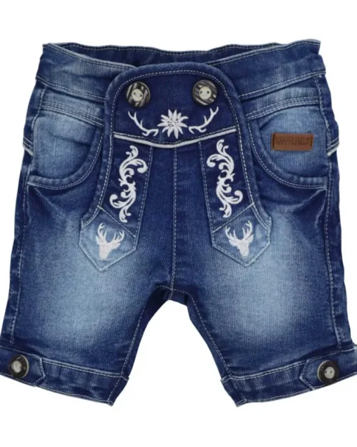 BONDI Jungen Trachten Jeans Bermuda "Gipfelkraxler" 91728 | Blue Denim
