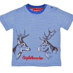 BONDI Jungen T-Shirt "Hirsche" 91522 | Blau Weiß Gestreift
