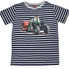 BONDI Jungen T-Shirt "Traktor" 33158 | Blau Weiß Gestreift