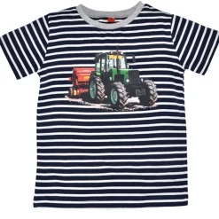 BONDI Jungen T-Shirt "Traktor" 33158 | Blau Weiß Gestreift
