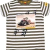 BONDI Jungen T-Shirt "Traktor" 33147 | Stripe Khaki White