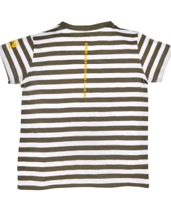 BONDI Jungen T-Shirt "Traktor" 33147 | Stripe Khaki White