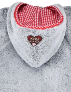 BONDI Kuscheliger Baby Fleece-Overall "Herzilein" 86566 - Grau Rot | Strampler Wintermode Mädchen