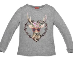 BONDI Mädchen Langarm Shirt "Miss Alpenglück" Hirsch 26072 - Grau