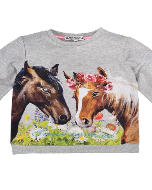 BONDI Mädchen Langarmshirt "Forever my friend" 36205 | Grey Melange