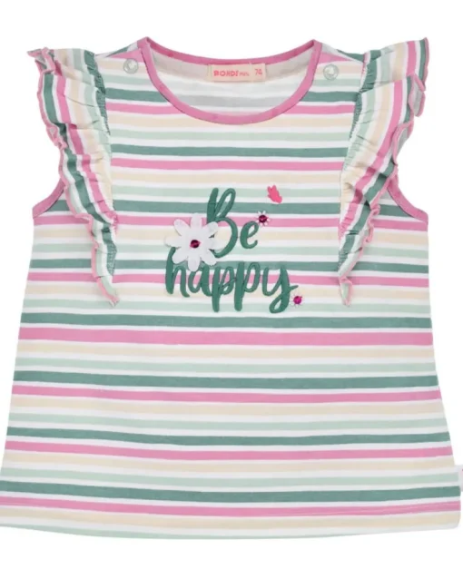 BONDI Mädchen T-Shirt "Happy" 86881 | Mehrfarbig gestreift