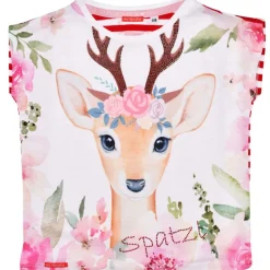 BONDI Mädchen T-Shirt "Spatzl" mit Reh-Motiv 26085 | Rosa Rot