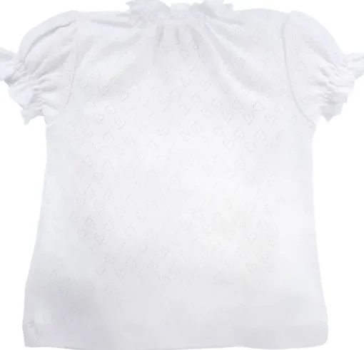 BONDI Mädchen Unterziehshirt mit Herz Lochstickerei Alpenglück 86268 - Weiß