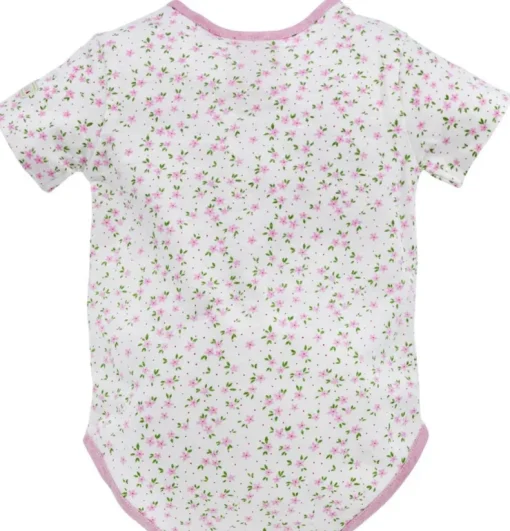BONDI Trachten Baby Body "Hirsch" mit Blümchendruck 86273 - Rosa Weiß