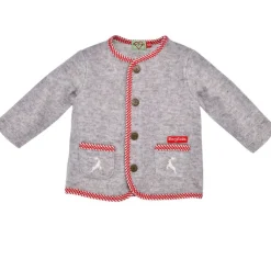 BONDI Trachten Fleecejacke 93720 - Grau / Rot | Babyjacke