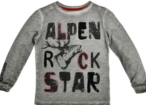 BONDI Trachten Langarm Shirt "Alpenrocker" mit Hirschmotiv 29920 - Stone Grau